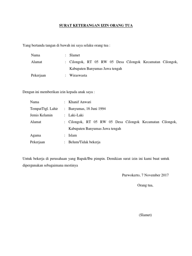 Download 62+ Contoh Surat Orang Tua Terbaik Dan Terbaru