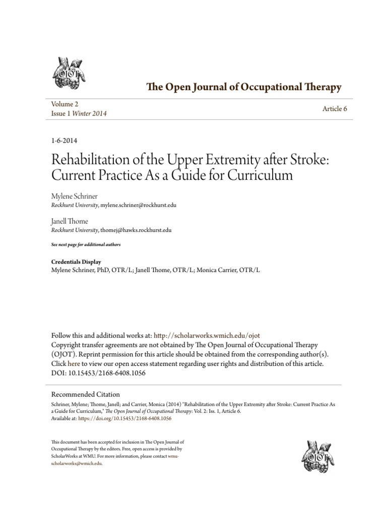 Upper Extremity Stroke Rehabilitation - Current Practice PDF | PDF ...