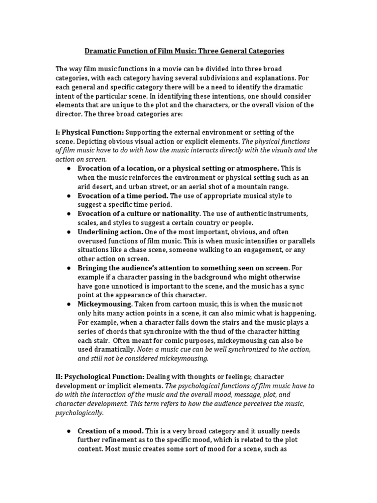 Functions of Music in Film | PDF | Film Score | Mood (Psychology)