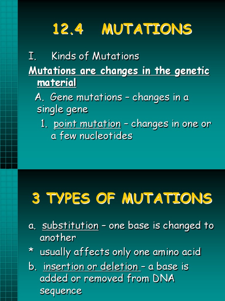 Type of Mutation PDF Mutation Point Mutation