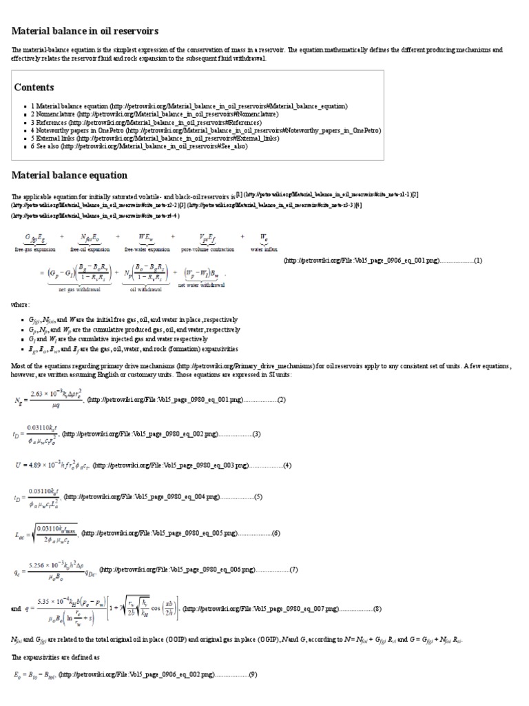 Oil Reservoir Material Balance Explained | PDF | Gases | Petroleum ...