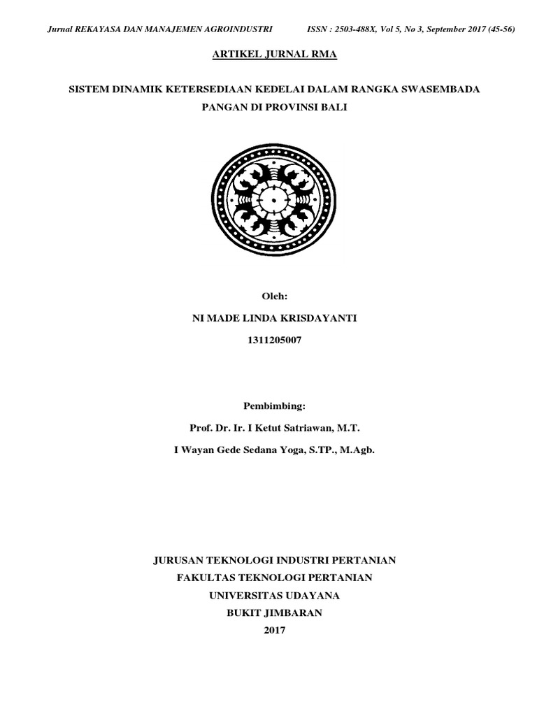 Jurnal Rekayasa Dan Manajemen Agroindustri ISSN: 2503-488X, Vol 5, No 3 ...