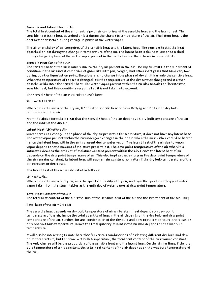 Sensible and Latent Heat of Air | PDF | Latent Heat | Atmosphere Of Earth