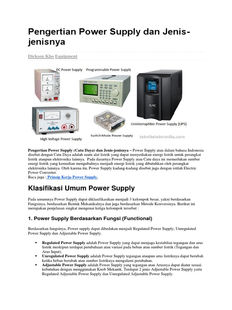 Pengertian Power Supply Dan Jenis PDF