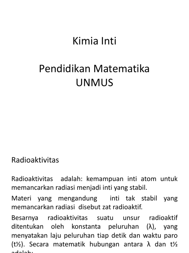 Contoh Soal Peluruhan Radioaktif Dalam Matematika - Berbagi Contoh Soal