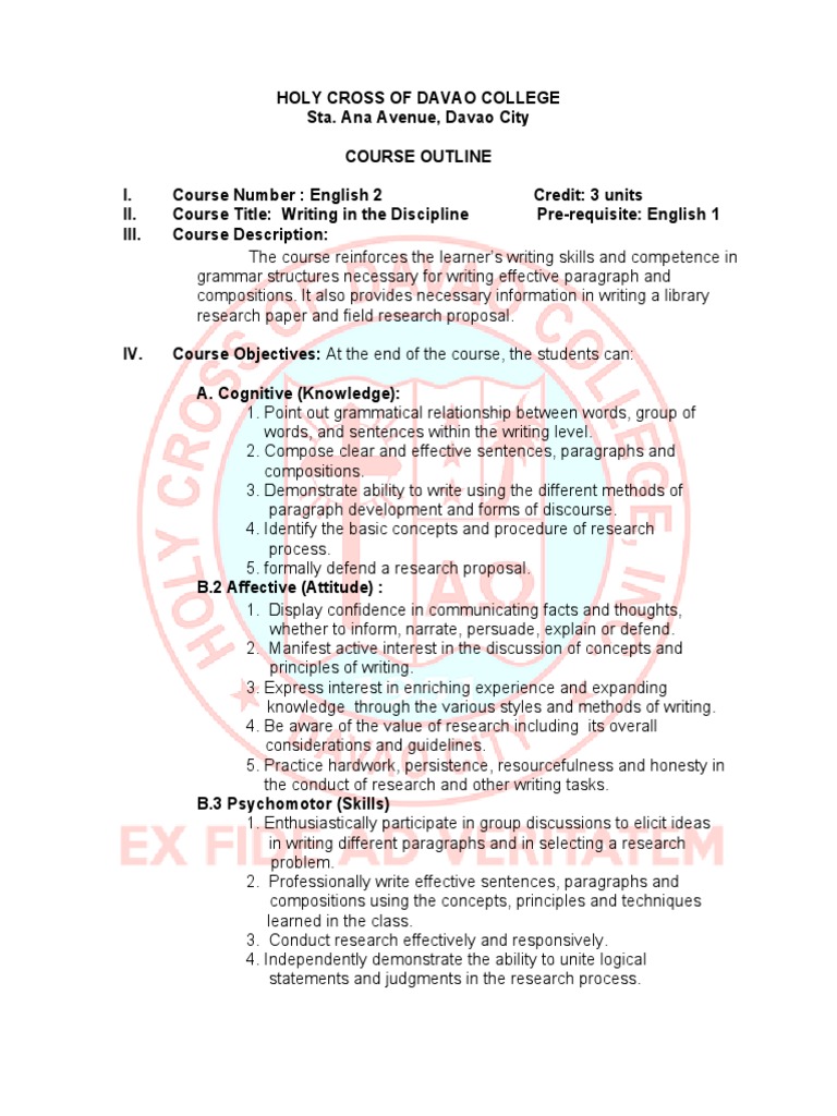 Eng 2 Writing in The Discipline | PDF | Concept | Competence (Human Resources)