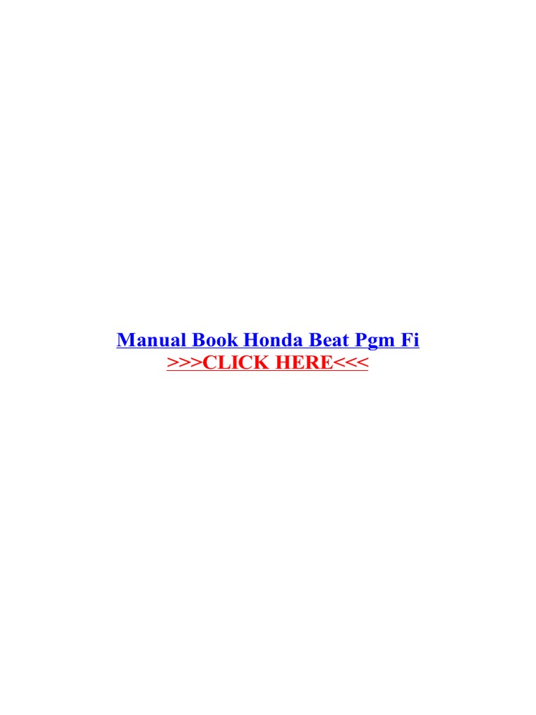 Manual Book Honda Beat PGM Fi PDF Honda Fuel Injection
