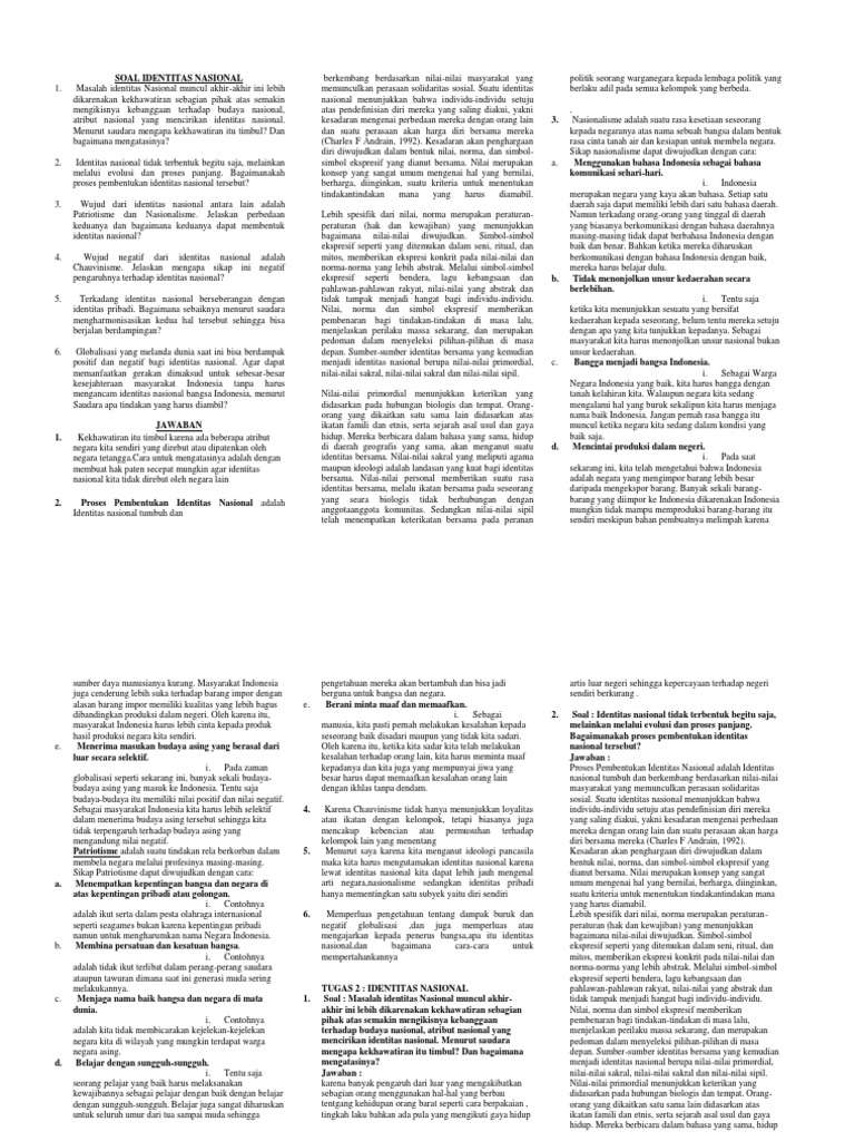 Soal Identitas Nasional