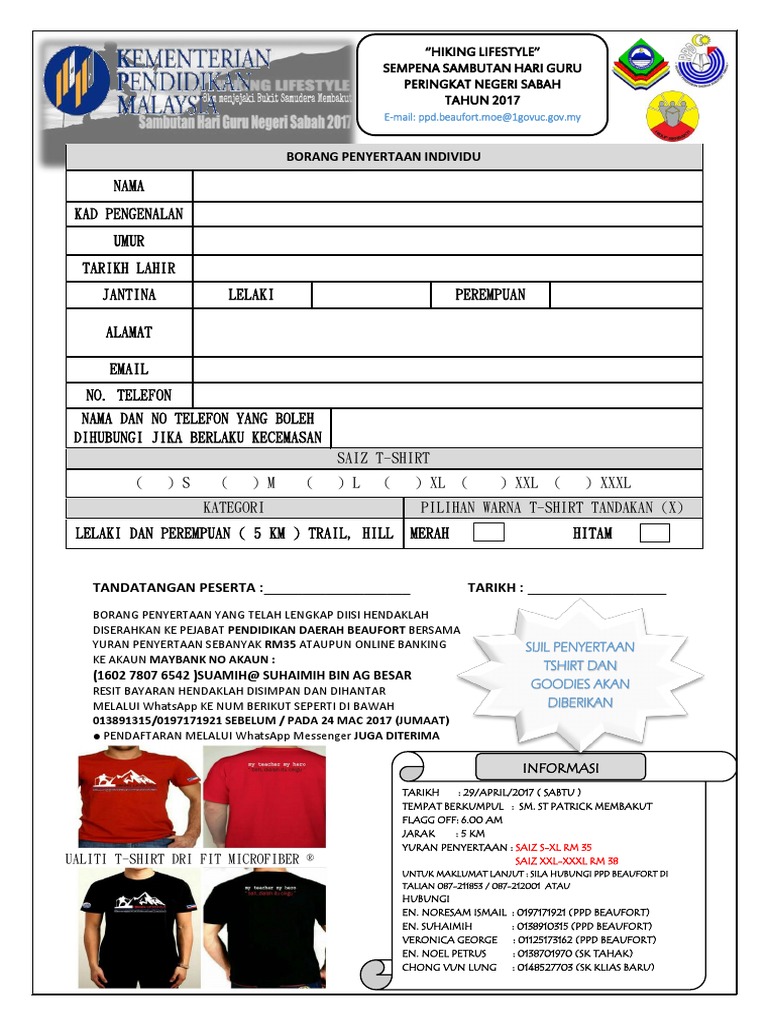 Borang Hiking Hari Guru 2017 Edit Pdf