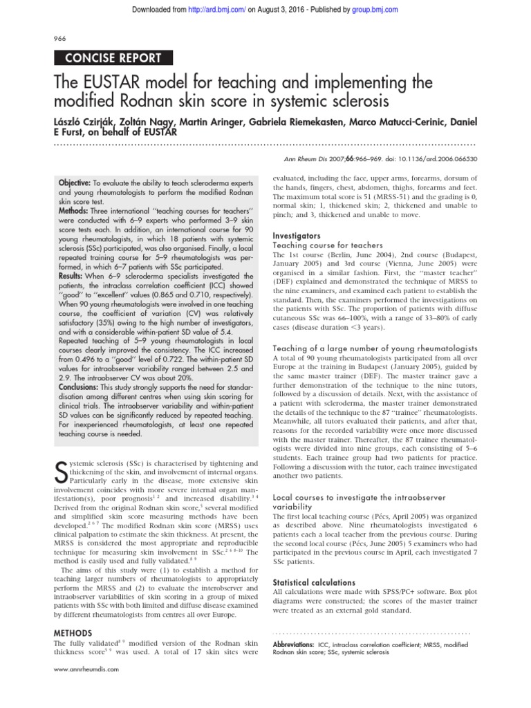 Teaching the Modified Rodnan Score | PDF | Coefficient Of Variation ...