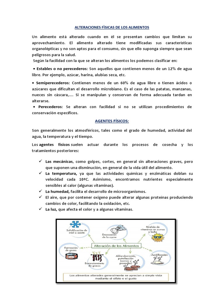 Alteraciones Físicas en Alimentos | PDF | Las bacterias | Alimentos