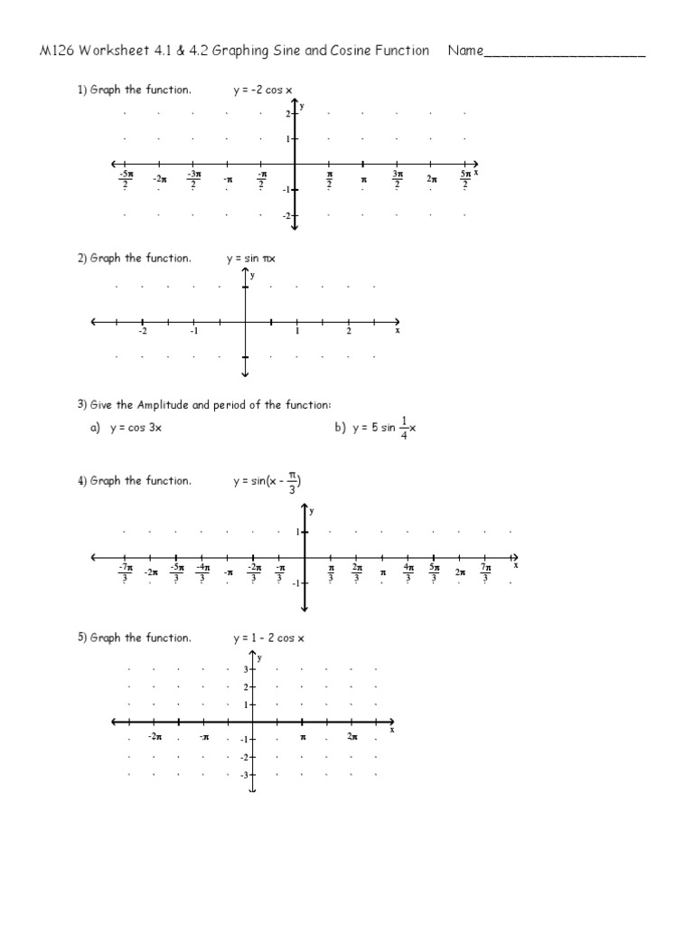 Worksheet 255.255 & 255.25 Graphing Sine & Cosine Function  PDF  Sine Throughout Graphing Trig Functions Worksheet