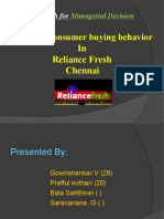 Study of Consumer Buying Behavior: in Reliance Fresh Chennai