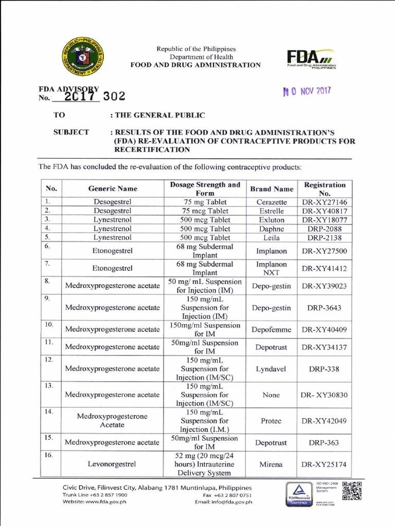 FDA Advisory No. 2017-302 | PDF