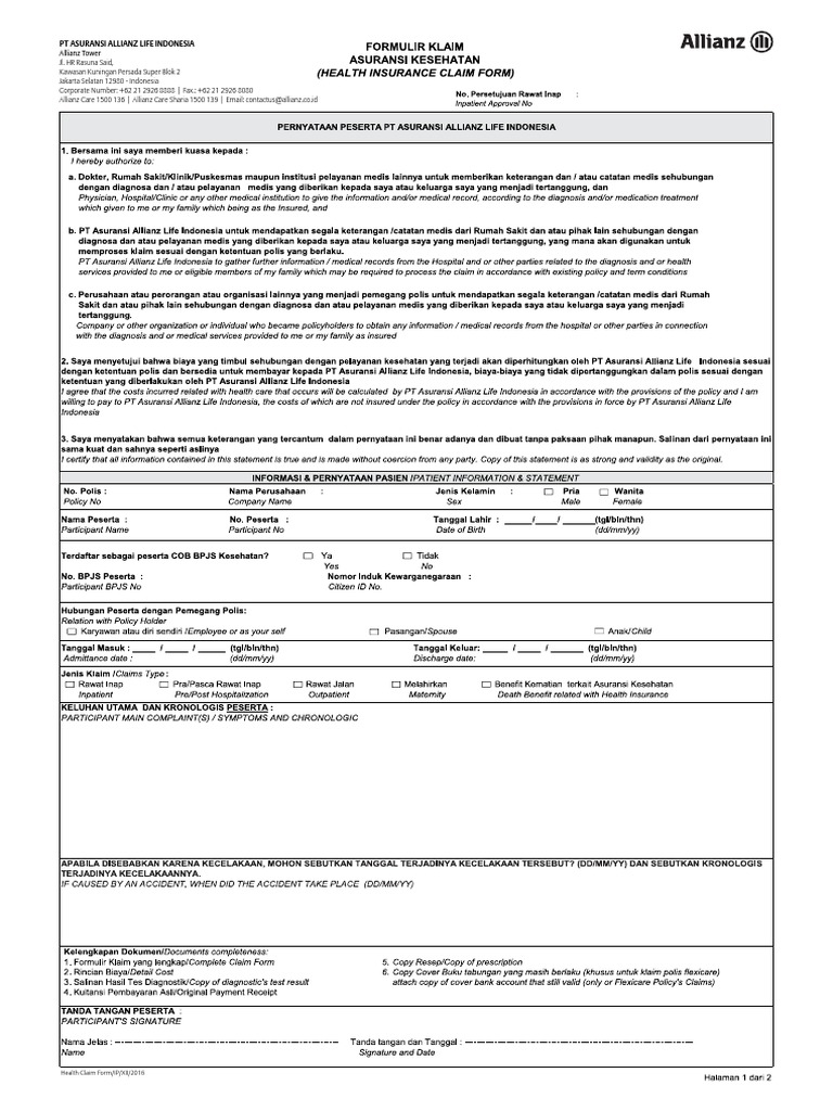 Form Klaim Asuransi Kesehatan Website | PDF | Pengembangan Diri