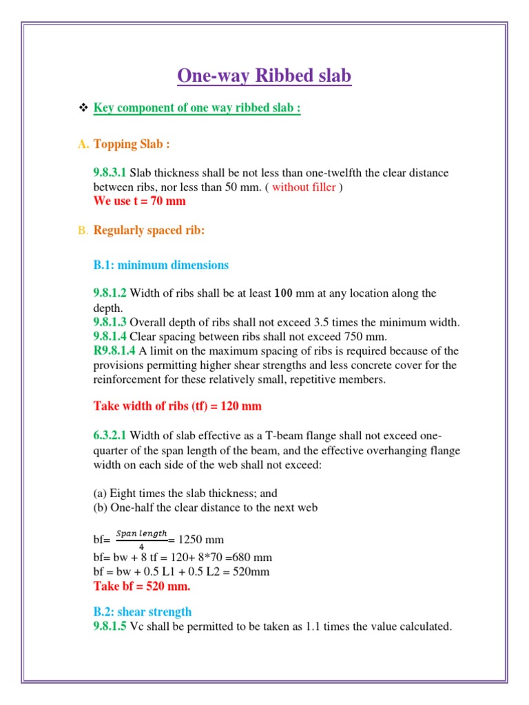 One-Way Ribbed Slab Design Guide | PDF | Mechanical Engineering ...