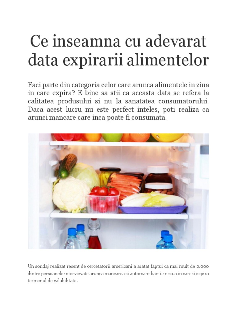 Ce inseamna cu adevarat data expirarii alimentelor?