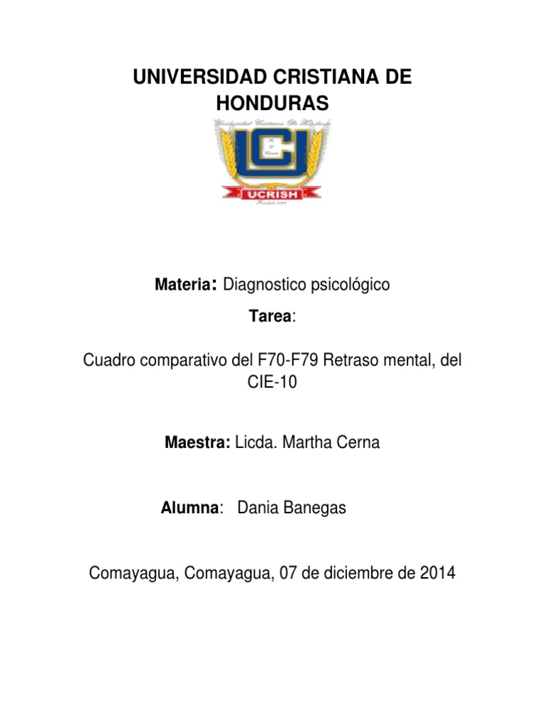 Diagnóstico F70-F79: Retraso Mental CIE-10 | PDF | Cociente de ...