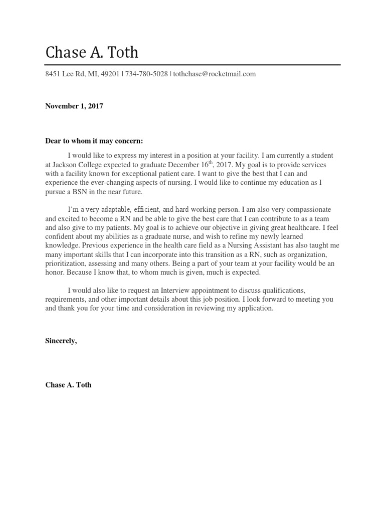 Nursing Job Application by Chase Toth | PDF
