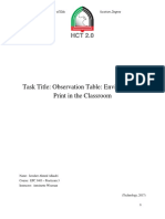 Task Title: Observation Table: Environmental Print in The Classroom