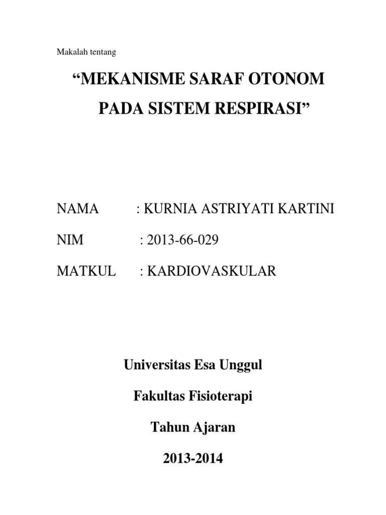 Makalah Tentang Mekanisme Saraf Otonom Pada Sistem Respirasi