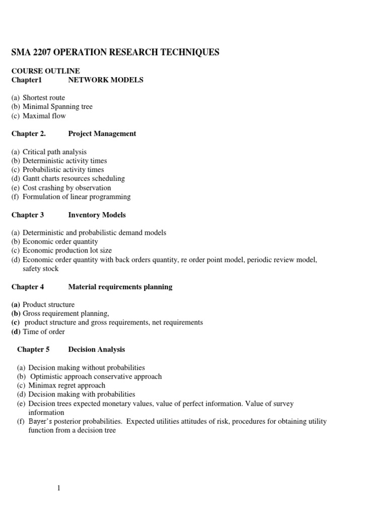 Operations Research Techniques Overview | PDF | Inventory | Variance
