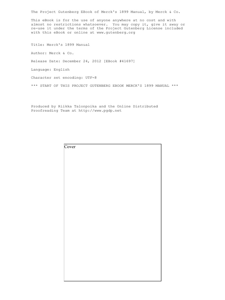 Manual-Merck-1899_Ira Edición Del Merck | Project Gutenberg | Acetic Acid