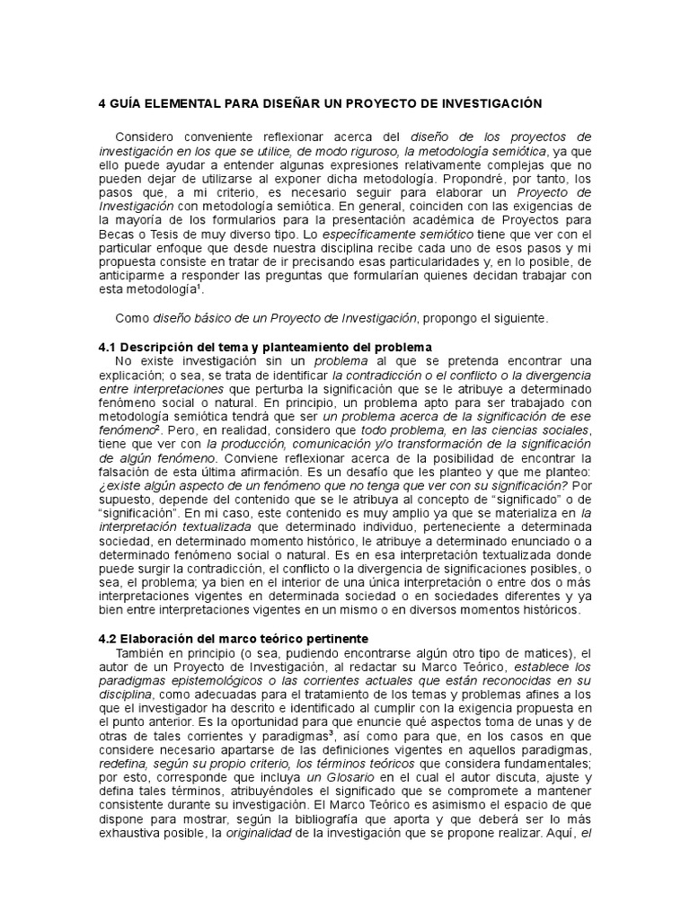 4 Guía Elemental para Diseñar Un Proyecto de Investigación | PDF ...