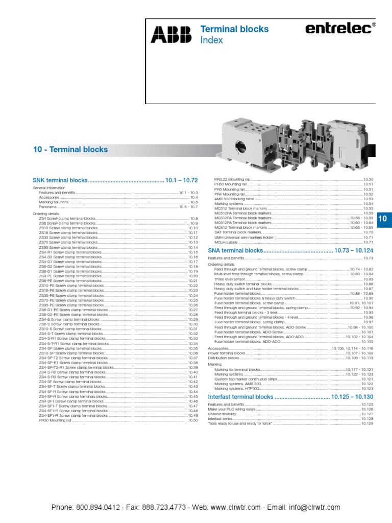 ABB Terminal Blocks PDF Electrical Connector Fuse (Electrical)