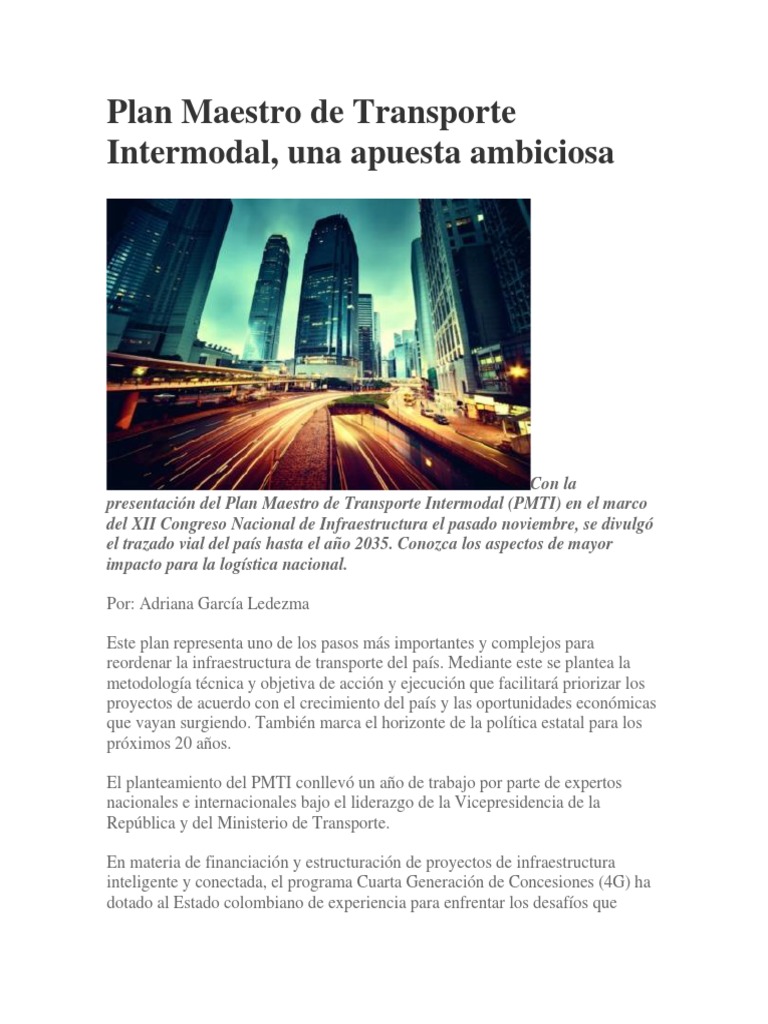 Plan Maestro De Transporte Intermodal Pdf Logística Transporte
