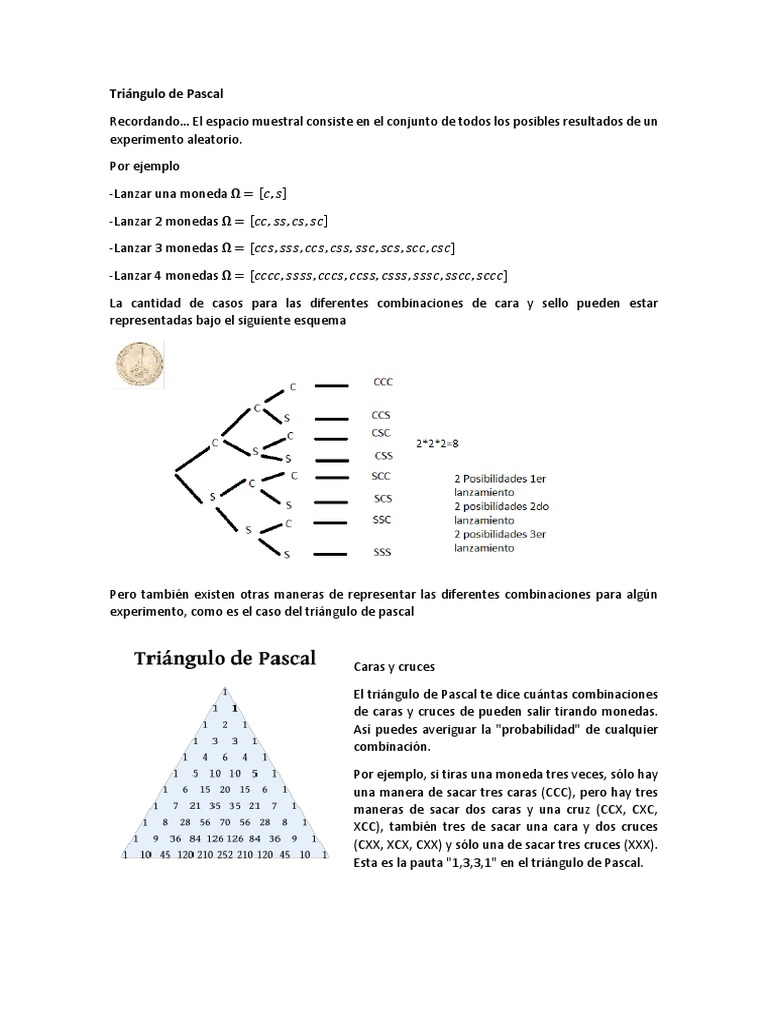 Ejercicios sobre el Triángulo de Pascal | PDF | Probabilidad | Jugando ...