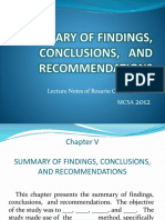 Summary of Findings, Conclusions, and Recommendations