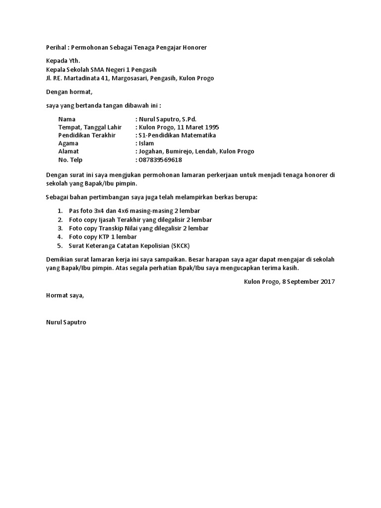 Download 74+ Contoh Surat Surat Lamaran Kerja Guru Matematika Terbaru Gratis