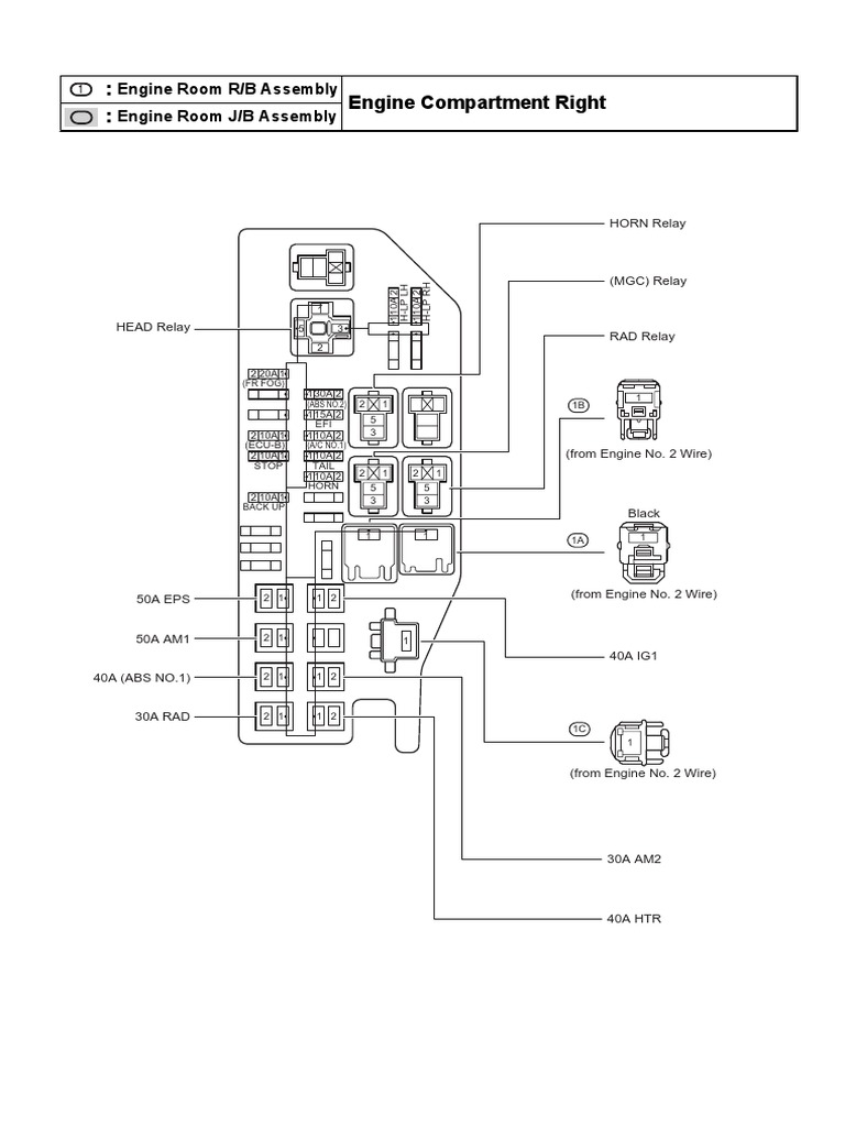Engine Compartment Right Engine Room R/B Assembly Engine Room J/B