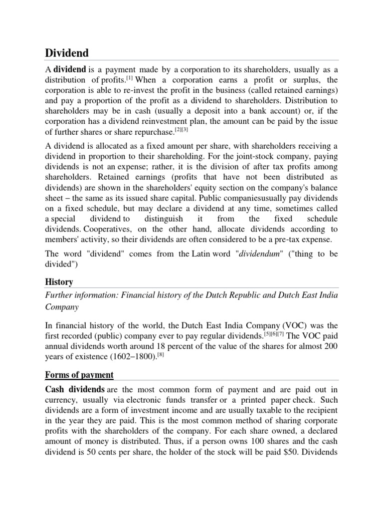 Understanding Corporate Dividends Explained | PDF | Preferred Stock ...