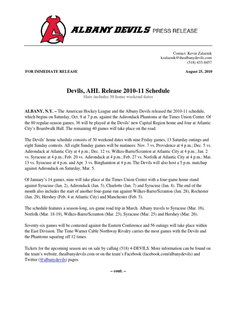 Devils Schedule PDF Ice Hockey National Hockey League