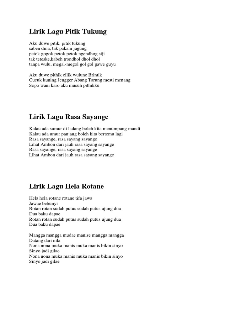 Lirik Lagu Rasa Sayange