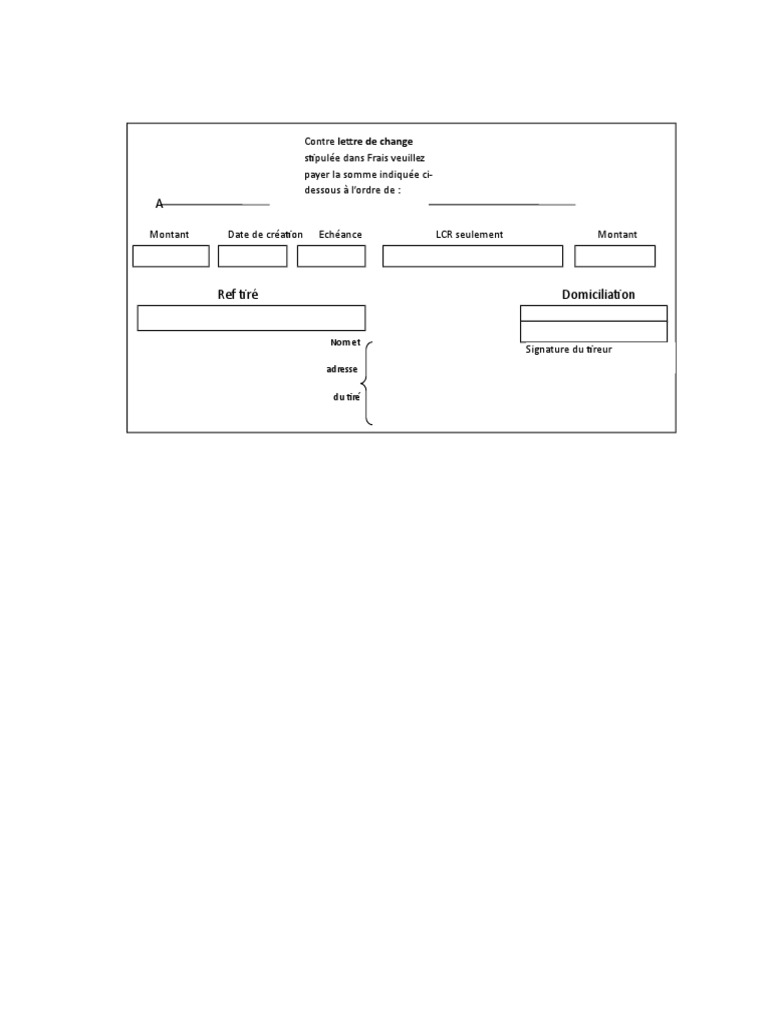 Modele Lettre de Change PDF