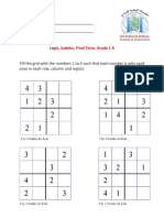 NUMBERS Logic, Sudoku, Semester 4, Weeks 3 and 4 2