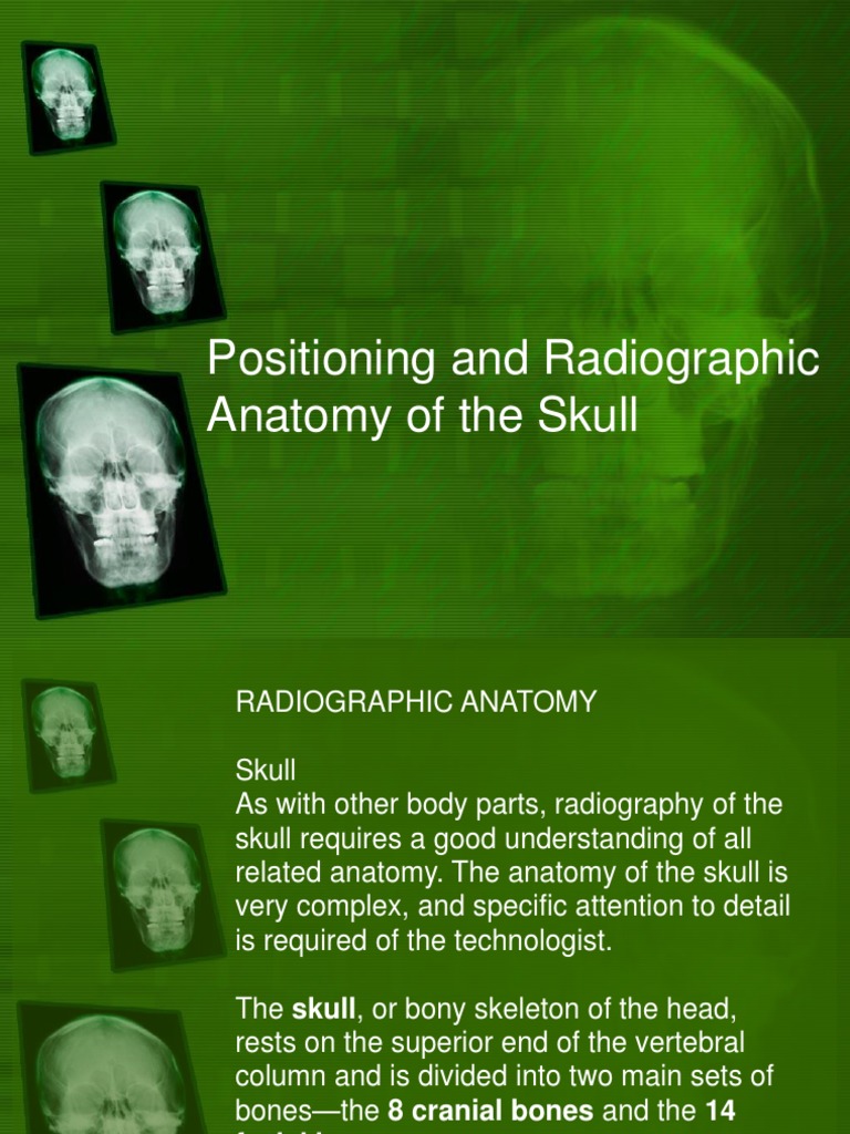 Skull Radiography Positioning Guide | PDF | Skull | Anatomy