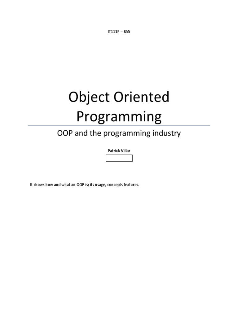 Object Oriented Programming: OOP and The Programming Industry | PDF ...