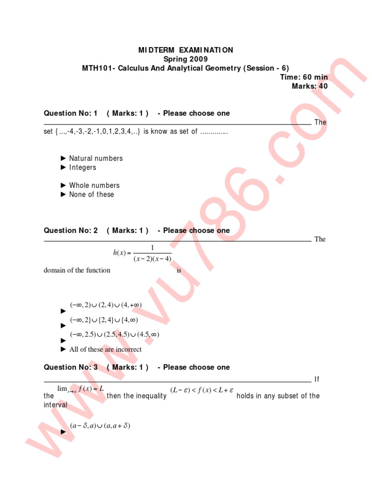 Mth101 Mid Term 4 | PDF | Derivative | Slope