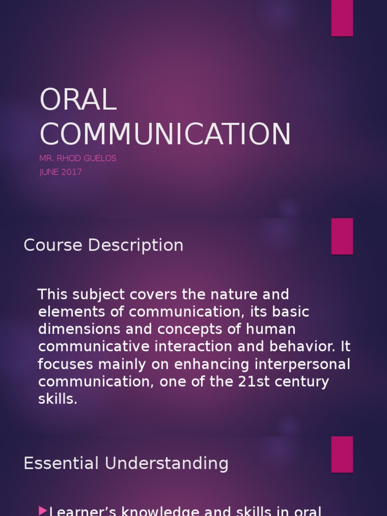 Oral Communication First Activity PDF Test (Assessment) Communication