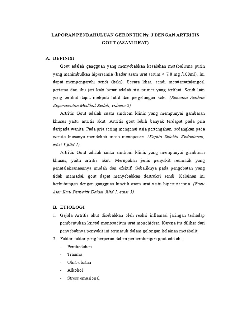 Laporan Pendahuluan Gerontik Asam Urat