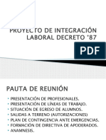 Reunión Proyecto de Integración Laboral Decreto °87