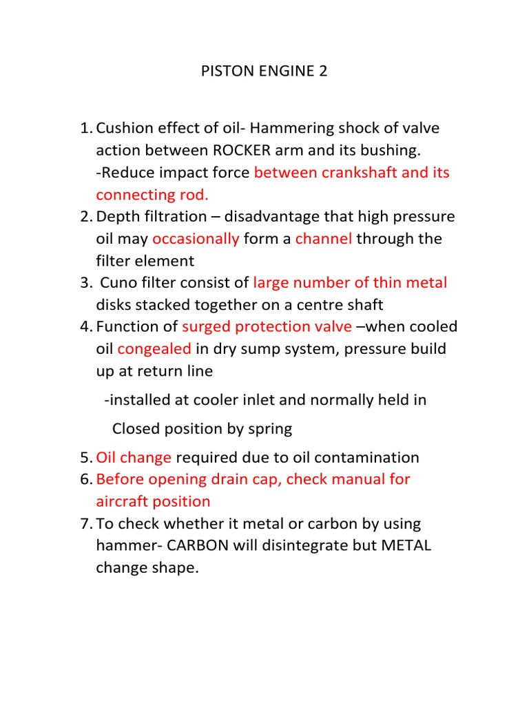 Piston Engine 2 Final Question For Quiz PDF