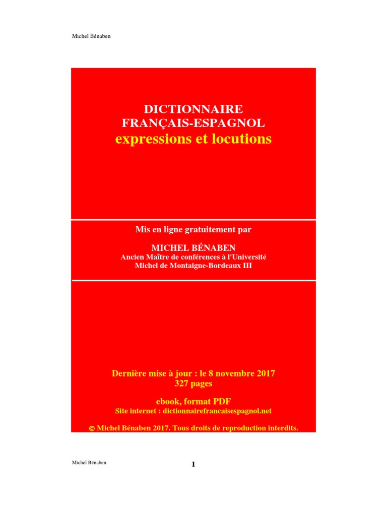 Dictionnaire Francais Espagnol Pdf Dictionnaire