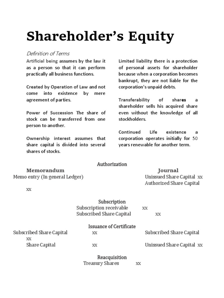 Shareholder Notes PDF Treasury Stock Dividend