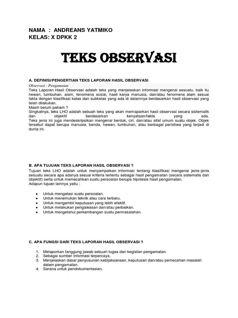 Jelaskan Fungsi Teks Laporan Hasil Observasi Terkait Teks