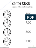 Match The Clock: Draw A Line To Connect The Matching Times